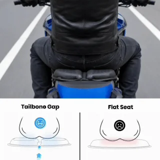 Comparaison : vide sous le coccyx avec SelleZen contre selle plate